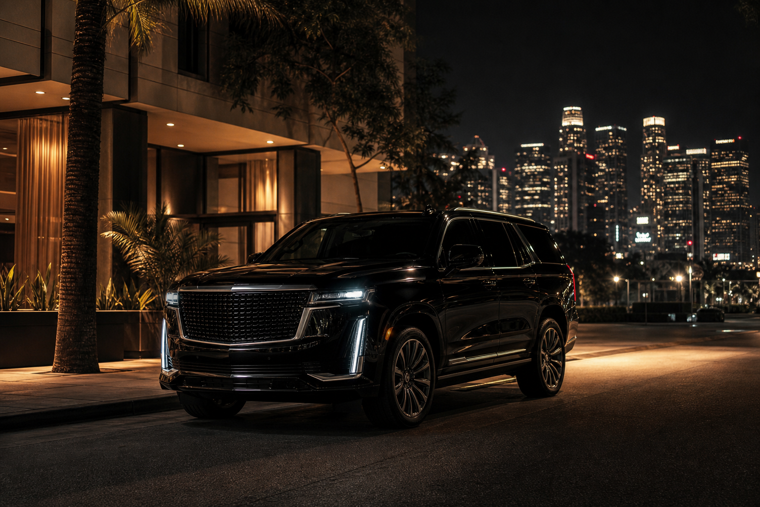 Executive transportation in Los Angeles at night