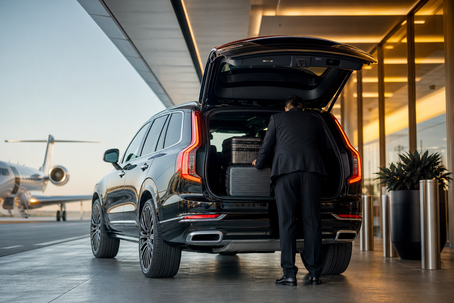 Airport transfer with luxury SUV at LAX